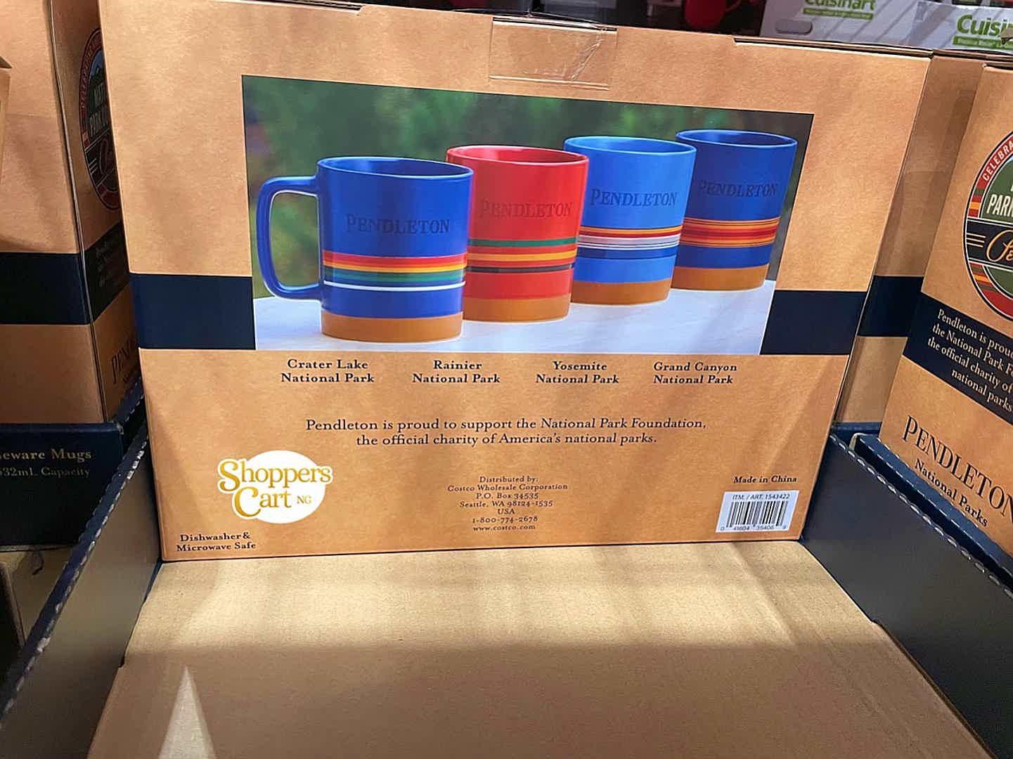 Pendleton Stoneware mugs and Stanley x Pendleton vacuum bottles. All are  National Parks themed. Found at my local (Kirkland) Costco for 19.99 each.  Easy early Christmas gift pickup! : r/Costco